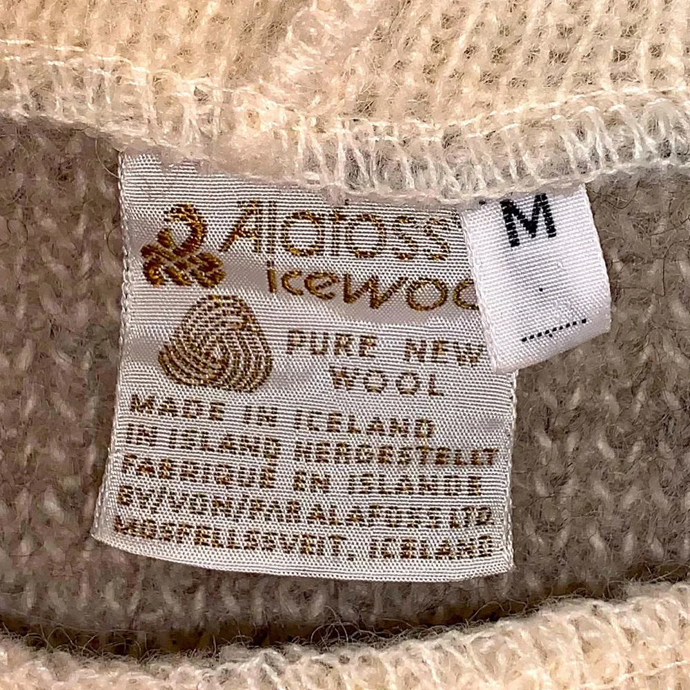 EVC 80s Women’s Icelandic Wool Knot Ski Vested Creme & Gray Sweater - Picture 4 of 5